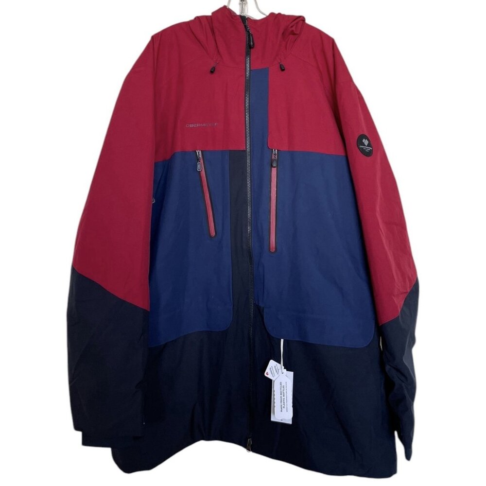 Obermeyer Ski Jacket Mens Size XXL 2XL‎ Cirque Red Blue Snowboarding Hooded $349
